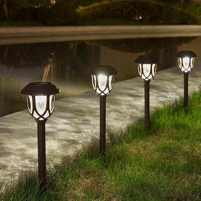 10 Pack Solar Lights Outdoor Decorative Garden Yard Lights for Pathway Walkway Sidewalk Driveway. (Brown, Warm White)