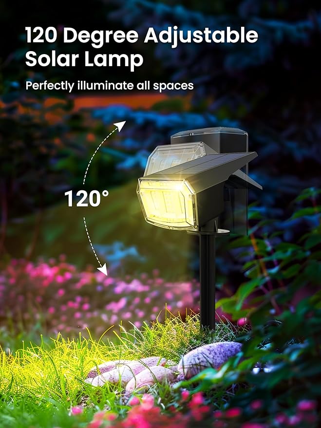 Solar Spot Lights Outdoor, 9 Lighting Modes RGB, Solar Lights Outdoor Waterproof IP65, 63 LED Landscape Spotlights for Holiday Decorations-10 Pack