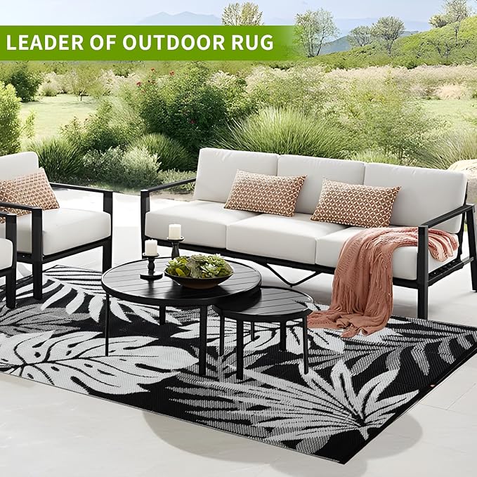 Outdoor Rug 5x8 ft Waterproof, Reversible Outdoor Plastic Straw Rug for Patios Clearance, Outdoor Area Rug Carpet RV Mat for Camping Backyard Deck Porch