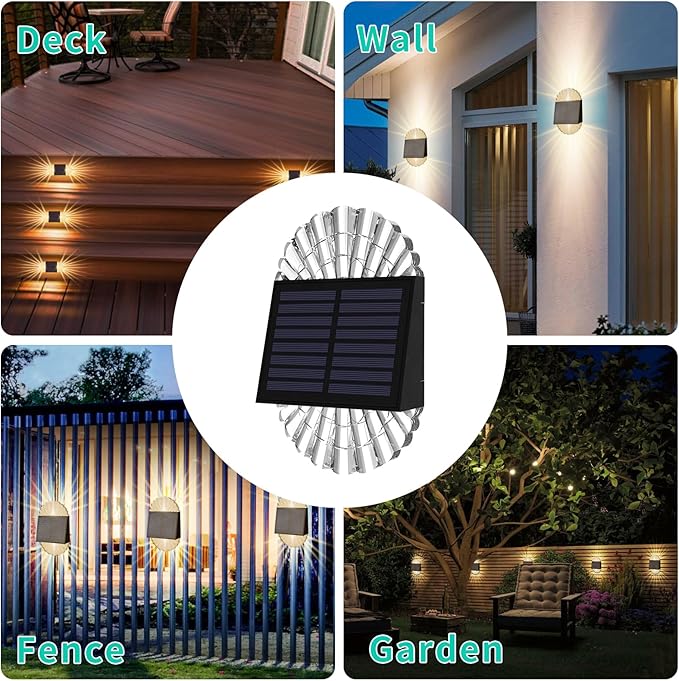 Solar Deck Post Lights, 6 Pack Fence Driveway Step Lights for Garden, Yard, Patio Decor - Outdoor Waterproof, Warm White, S-240