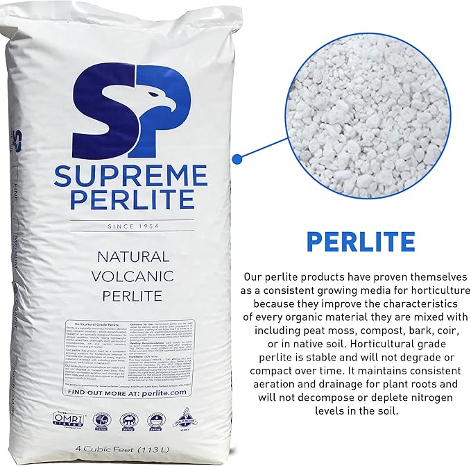 Supreme Horticulture Coarse Grade Perlite 4 Cubc Foot 113 Liters 120 Quarts - Indoor & Outdoor Use Coarse Grade