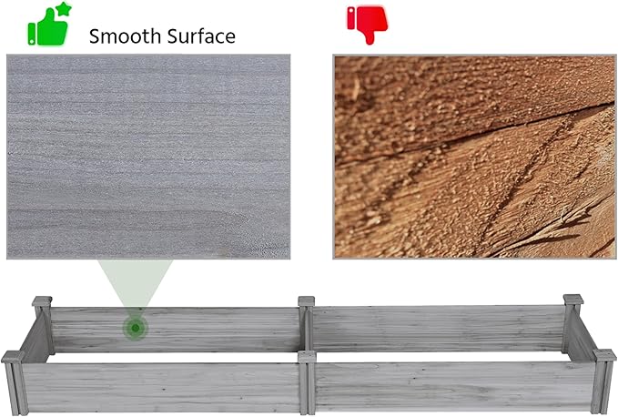 Yaheetech 8×2ft Wooden Horticulture Raised Garden Bed Divisible Elevated Planting Planter Box for Flowers/Vegetables in Backyard/Patio Outdoor, Gray, 95 x 25 x 11in