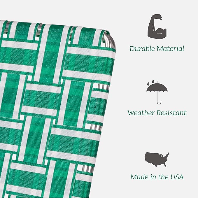 Lawn Chair USA Folding Aluminum Outdoor Patio Lawn Chair | Heavy-Duty Webbed Chairs for Camping, Sports, Beach, Yard & Tailgating | Lightweight Portable | High Back Beach Chair - Spring Fling