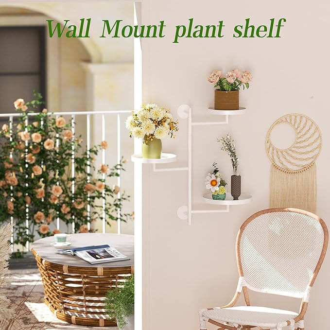 WIndow Rotating Plant Stand Shelf Indoor Black Metal Floating Shelves 3-Tier Wall Mount Plant Holders for Living Room Wall Planter Modern Home Decor for Gardening