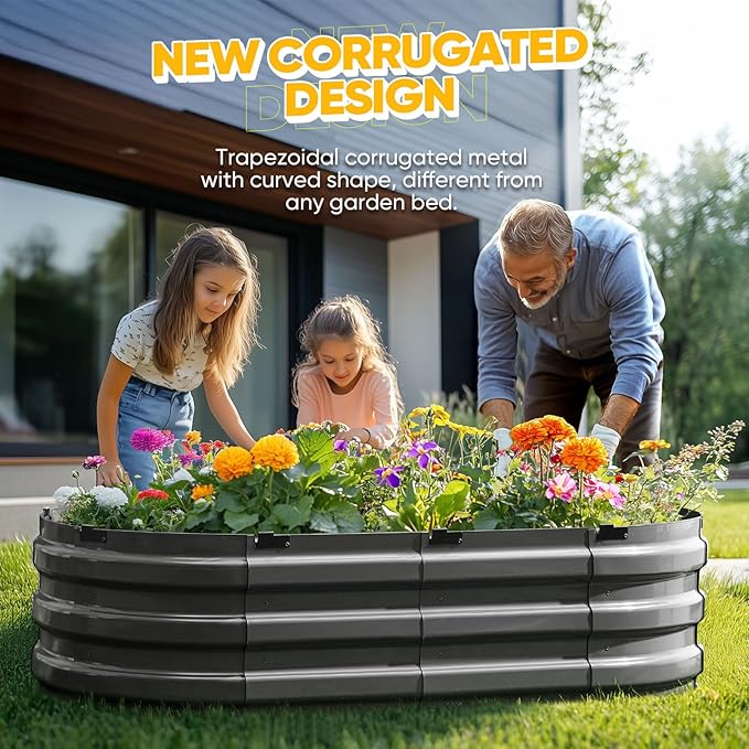 KING BIRD Raised Garden Bed Kit 2025 Upgraded 10-Minute Assembly Galvanized Planter Garden Box Outdoor for Gardening, Vegetables, Flowers, 47x24x12 in, Dark Grey 2PCS