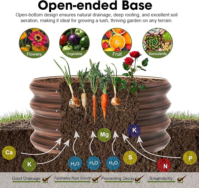 2x2x1ft Round Galvanized Raised Garden Bed Outdoor Metal Planter Box Raised Beds for Gardening,Vegetables,Fruits,Flowers & Herbs (Brown)