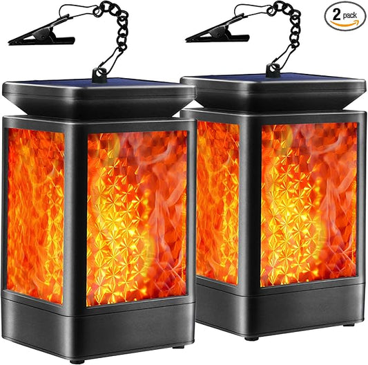 Solar Lantern Outdoor Lights, 3 Modes Changing Flickering Flame Solar Lights Outdoor Waterproof, Hanging Outdoor Solar Lanterns Lights, Solar Powered Lanterns for Yard Garden Decor