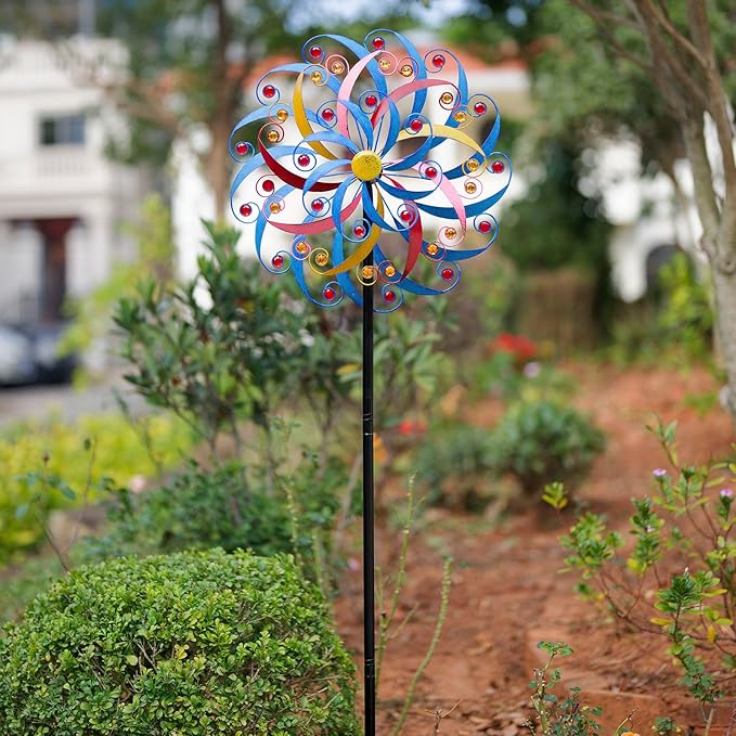DREAMYSOUL Wind Spinners Outdoor Metal Large, 6.6 FT Extra Large Wind Spinner, Multicolor Windmills, Kinetic Wind Sculptures and Spinners for Yard Garden Outside Patio Lawn Decor