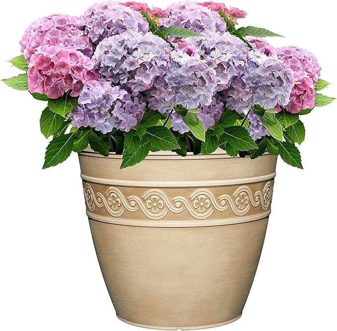 Classic Home and Garden Corinthian Resin Flower Pot Planter, Desert Tan, 10"