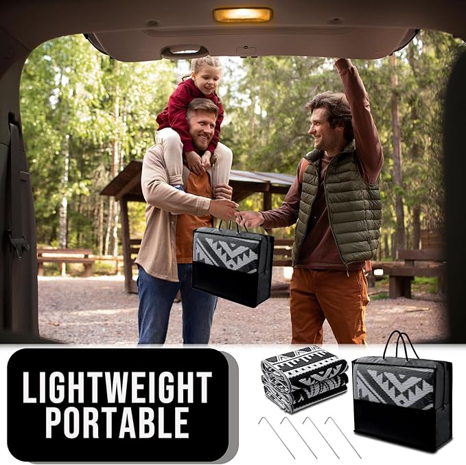 OLANLY Outdoor Rug Waterproof 10x14 ft, Reversible Outdoor Plastic Straw Rug, Boho Patio Rug, Indoor Outdoor Carpet, RV Mat Outside for Patio, Camp, Picnic, Balcony, Deck, Backyard, Black & White