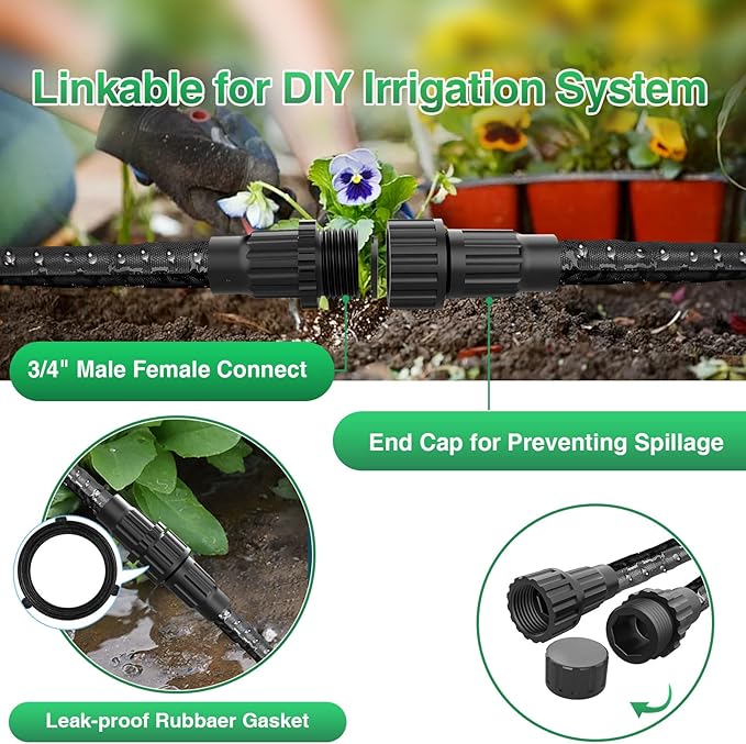 Lefree Soaker Hose 25ft for Garden Beds, Soaker Hose for Foundation Watering, Flat Soaker Hose Save 80% Water, Lightweight Tough Drip Hose for Lawn, Plants (25FT*1Pack)