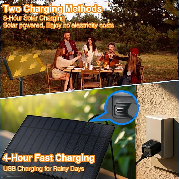 DAYBETTER 200FT Solar String Lights Outdoor Waterproof with Remote,100 LED Bulbs Dimmable&Timer,Patio Lights 3 Installation-Clips,Stakes&Nails for Outside Porch Garden Backyard Bistro