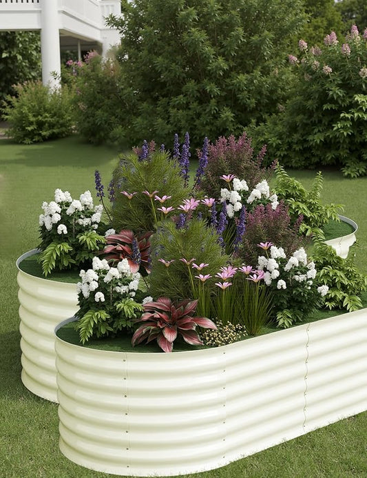 2 Pcs Raised Garden Beds Outdoor 6x3x2ft - Galvanized Steel Planter Box for Vegetables, Flowers, Rust-Resistant Garden Box, Easy Assembly Raised Beds, Durable Planters for Outdoor Plants, Beige