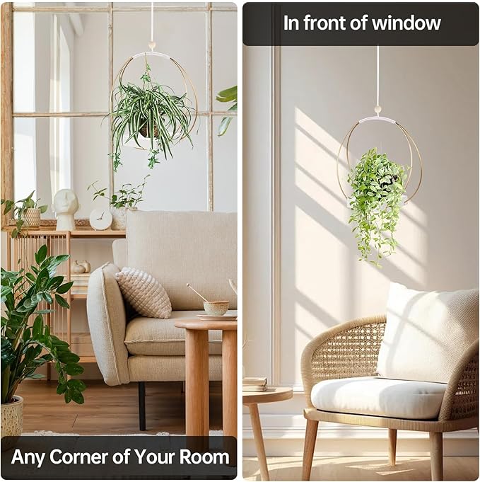 Hanging Planter for Indoor Plants - Outdoor Plant Hanger, Mid Century Boho Macrame Metal Plant Hanger, Plant Hanger Indoor Conner Ceiling, Gift for Mom, Plant Lovers, Housewarming