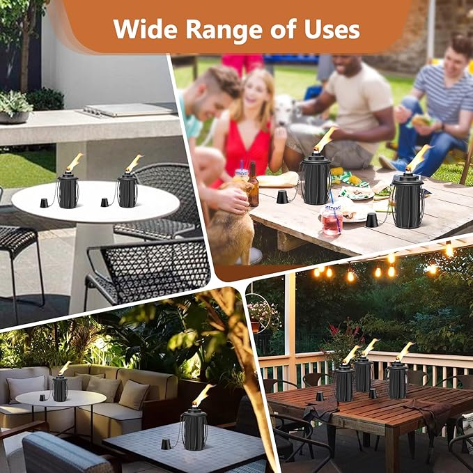 6-Pack Upgraded Torch Canisters,16oz Replacement Torch Refillable Canisters with Wicks,Caps, Outdoor Citronella Fuel Torch Canister for Luau Party, DIY Garden Decor.