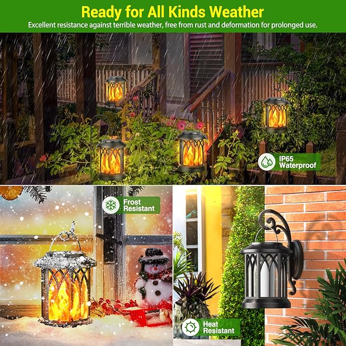 KOOPER 6 Pack Solar Lantern Outdoor Lights, Upgraded Flickering Flame Solar Lanterns Lights Outdoor Waterproof, Hanging Outdoor Solar Lanterns Lights, Solar Powered Lanterns for Yard Garden Decor