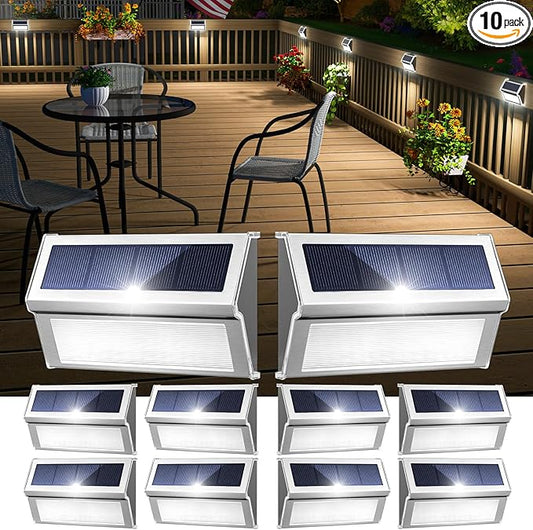 JSOT Solar Step Deck Lights for Outside Decorative - 10Pack Solar Stairs Lights Outdoor Waterproof for Yard Garden Landscape Pool Fence Step Wall 9 LED Beads Lighting