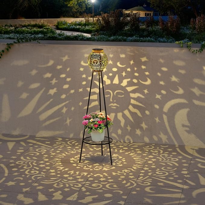 2 Pack Solar Lights with Plant Stands Waterproof Solar Lanterns Outdoor Solar Lamps for Patio, Yard, Pathway, and Porch Decoration Garden Decor