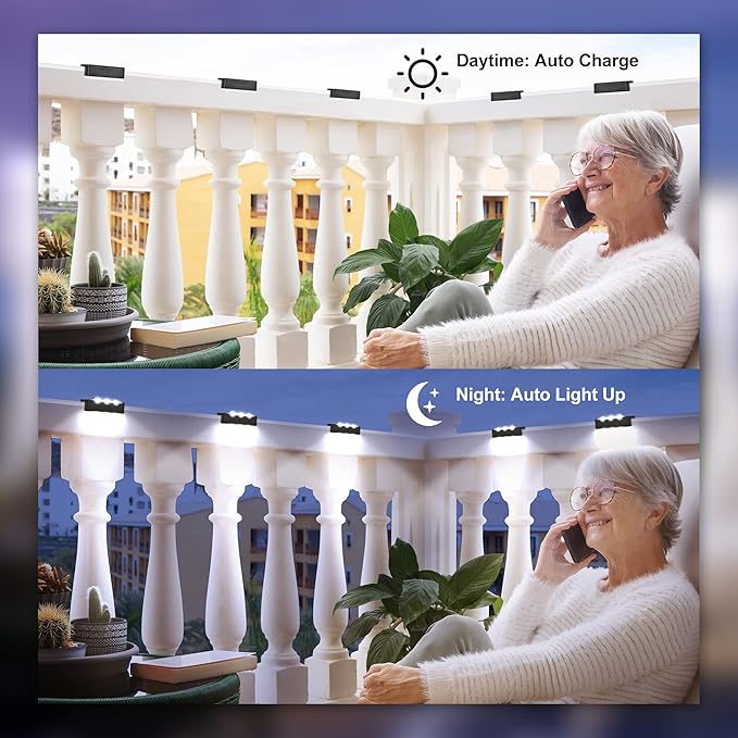 SOLPEX Solar Fence Lights, 6 LEDs Solar Lights Outdoor Waterproof Solar Powered for Deck, Stair, Front Porch, Balcony, Walkway, Garden, Yard, Patio, Pool Decor, IP65 Waterproof (16 Pack, Cold White)