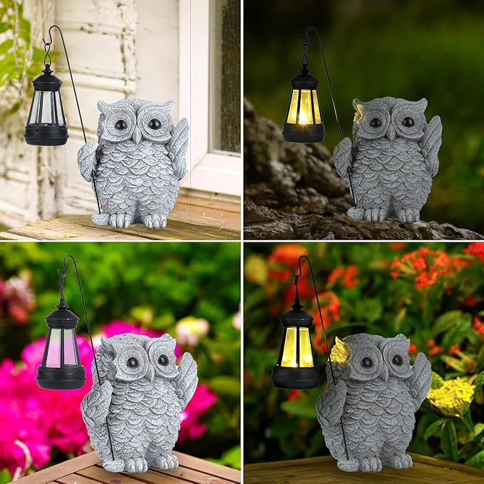 Owl Garden Decor,Owl Solar Lights Outdoor Garden,Solar owl Garden Decor,Outdoor Solar Lights for Yard Decorations,Solar Decorations for Outside,-Unique Housewarming Gifts