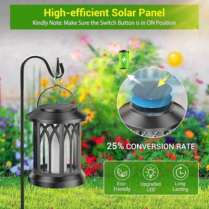 KOOPER 6 Pack Solar Lantern Outdoor Lights, Upgraded Flickering Flame Solar Lanterns Lights Outdoor Waterproof, Hanging Outdoor Solar Lanterns Lights, Solar Powered Lanterns for Yard Garden Decor