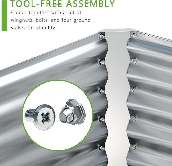 2PCS 8x2x1FT Galvanized Raised Garden Bed,Planter Raised Beds-Metal Garden Box,Large Plant for Outdoor Planting, Vegetables Bed,Flower,Herb-Sliver