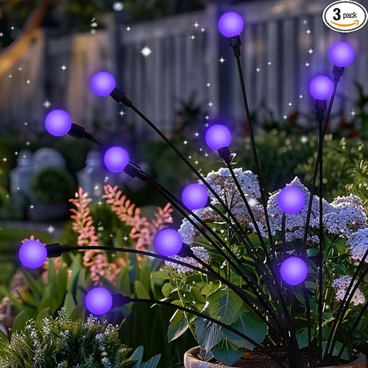 Solar Lights Outdoor Decoration, Waterproof Xmas Outdoor Lights Decor for Yard, Patio, Garden, and Front Porch, 30 LEDs Swing with The Wind (3 Pack, Purple)