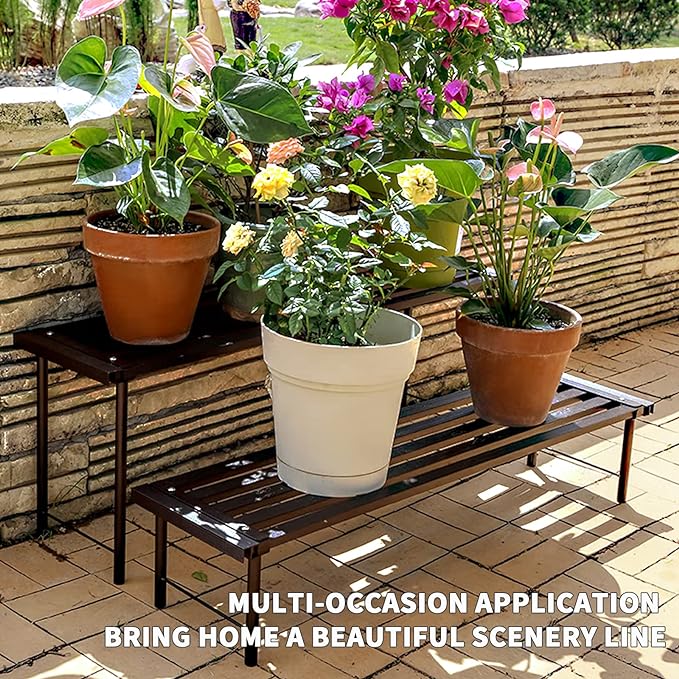 Metal Plant Stand, Rust-proof Aluminum Flower Pot Stand, Plants Display Stands Decoration Racks for Living Room Balconies and Gardens (120 Ebony)