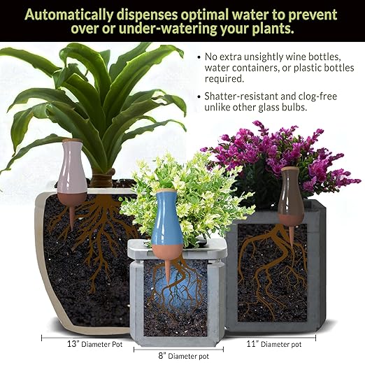 Ollas (Set of 4) | 12oz Terracotta Plant Watering Globes - Self Watering Planter Insert - Automatic Plant Watering Devices | Vacation Watering Pots for Indoor & Outdoor Plants