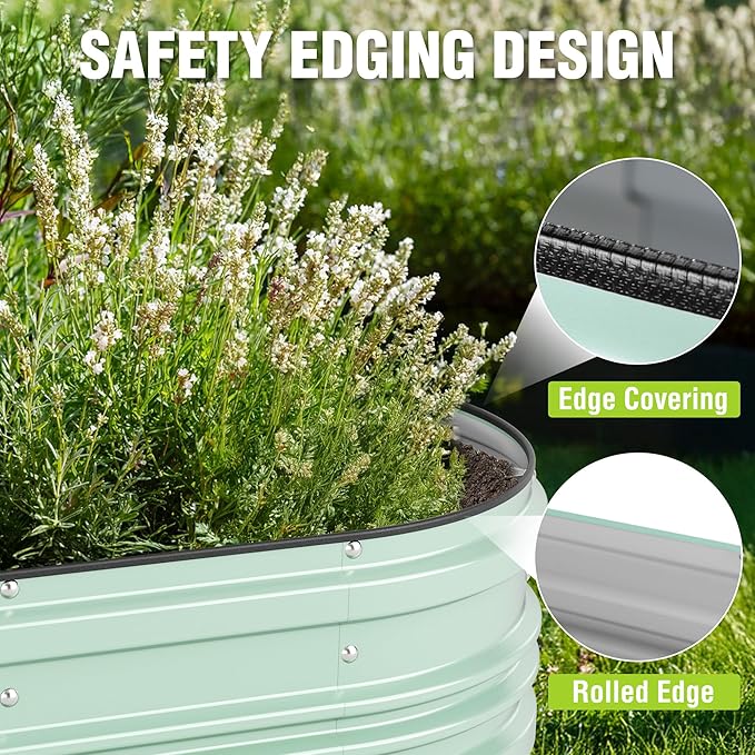 WORKPRO 2Pcs 4x2x1ft Galvanized Raised Garden Bed Set, Rust & Corrosion Protection, Easy Assembly, Safe Edge, Ideal for Vegetables & Flowers, Green