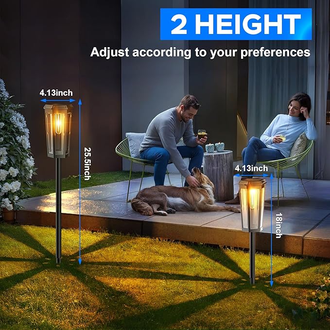 Solar Pathway Lights Outdoor 4 Pack IP65 Waterproof Solar Lights for Garden Yard Solar Powered Landscape Lighting for Patio Walkway Driveway Pathway (Warm Light)