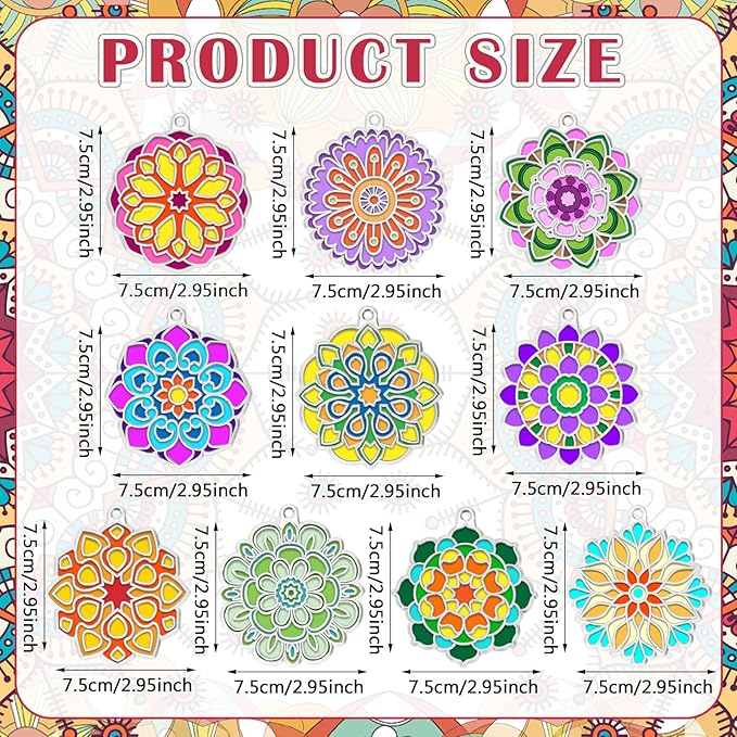 30 Sets Suncatchers Window Art Kits, DIY Sun Catchers Bulk Crafts Paint Your Own Window Ornaments for Boys Girls Classroom Home Party Birthday Activity Decor(Mandala Style)