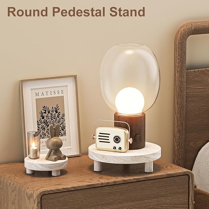 3 Pcs Wood Plant Stand Indoor Outdoor, Round Wood Riser for Decor 6/8/10" Wooden Stool Display Stand Flower Pot Holder Small Planter Tray Modern Potter Decorative for Desktop Counter Room