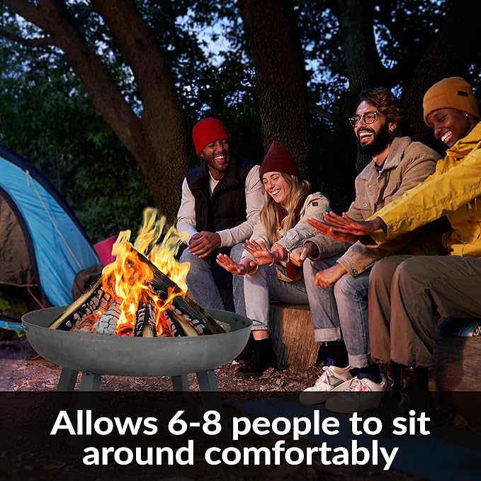 Sunnydaze 34-Inch Cast Iron Heavy-Duty Fire Pit for Outside - Wood-Burning Outdoor Fire Pit Bowl with Handles - Steel Finish