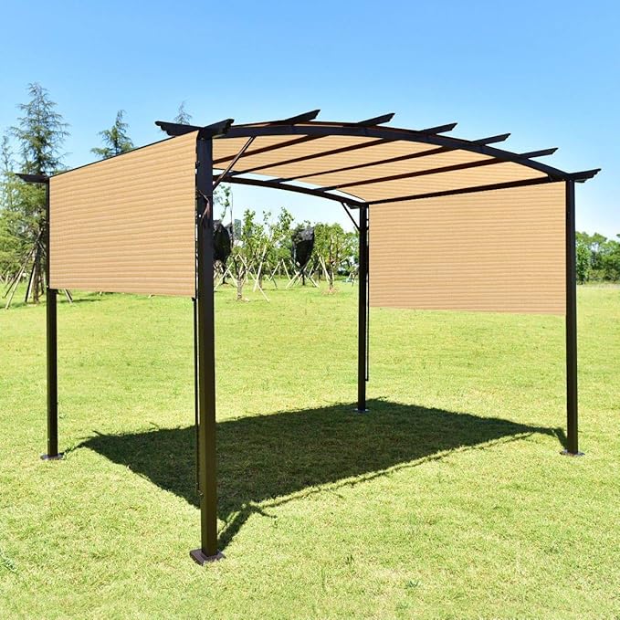 Eden's Decor Straight Flat-Edged Sun Shade Sail Rectangular 8' x 13' Beige UV-Blocking Outdoor Canopy Fabric Cloth Awning for Pergola Patio Garden Backyard Custom Size