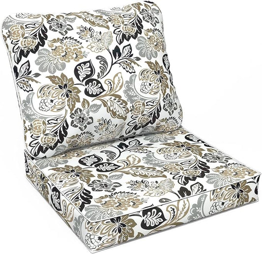 LVTXIII Outdoor Seat and Back Cushion Patio Deep Seat Cushion Set Seasonal Chair Cushion for Wicker Chairs and Garden Furniture Decoration, 22"x22"x4", Dailey Tan