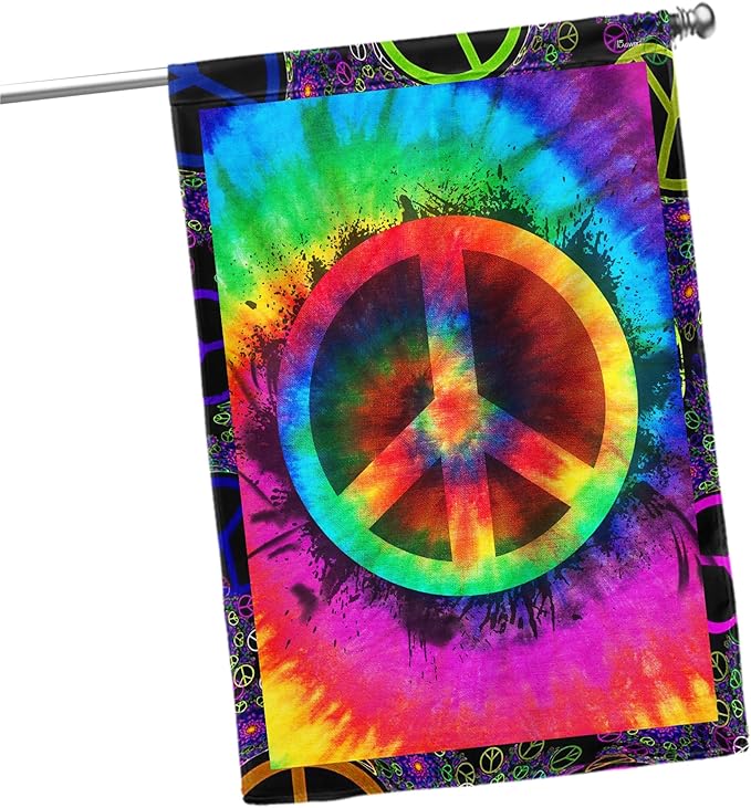 FLAGWIX Hippie Peace Flag, Boho Hippie Decoration Flags - House Flag 30x40, Decorations For Home, Outside - Peace Sign, Boho, Hippie Decor, Double Sided, Heavy Duty Canvas Flag Indoor Outdoor