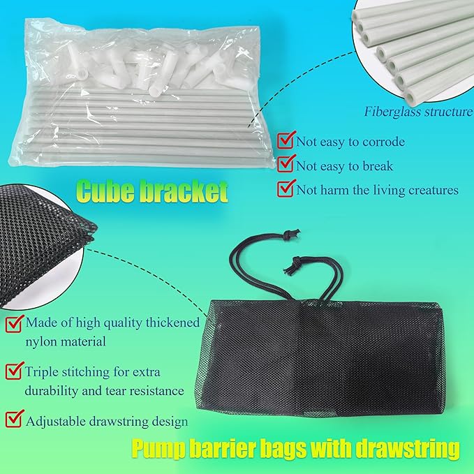 10 inch Large Pond Pump Filter Upgraded 2.0, Extended Anti-Clogging Outdoor Mesh Water Pump Cover Barrier Box, Nylon Mesh Bag+Brackets, Outdoor Pond Filters for Pond, Koi Pond and Pool
