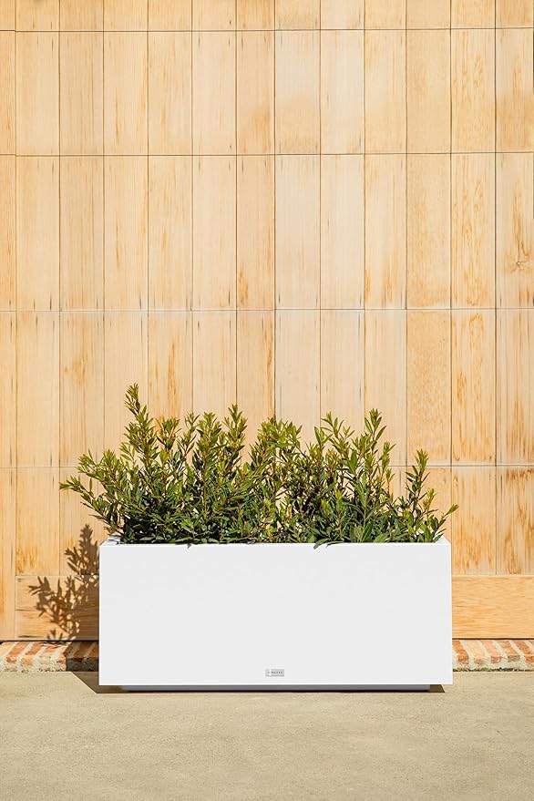Veradek Block Series Long Box Planter - Large Rectangular Planter for Indoor or Outdoor Patio/Porch | Durable All-Weather Use with Drainage Holes | Modern Décor for Tall Plants, Flowers or Shrubs