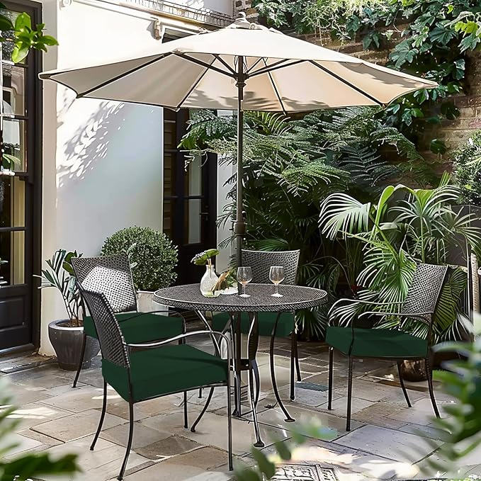 Favoyard Patio Chair Cushions 19 x 19 x 3 Inch Waterproof Outdoor Seat Cushions for Patio Furniture 3-Year Color Fastness Garden Sofa Couch Chair Pads with Handle & Adjustable Straps Set of 2, Green