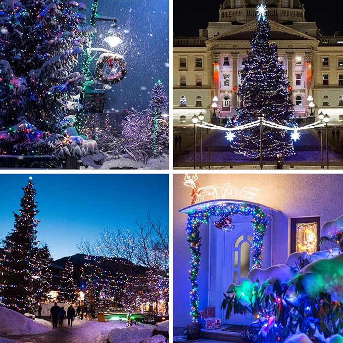 Solar String Lights Outdoor, 2 Pack Total 80FT 200 LED Solar Christmas Twinkle Lights Outside Waterproof Copper Wire 8 Modes Solar Fairy Lights for Garden Tree Party Patio Christmas Decor (Multicolor)