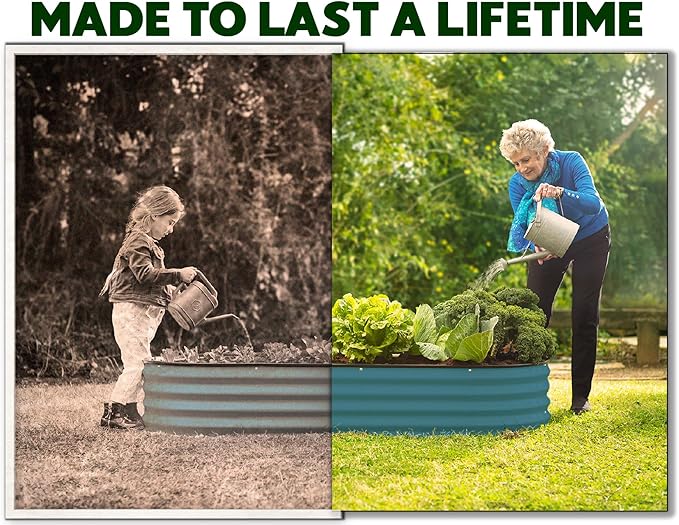 Galvanized Raised Garden Beds Outdoor // 6×3×1 ft Planter Raised Beds for Gardening, Vegetables, Flowers // Large Metal Garden Box // Patented Tool-Free Design (Turquoise)