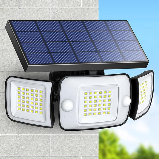 intelamp Solar Outdoor Lights,6000mAh Motion Sensor with Dual Sensors,Waterproof Solar Flood Lights 270°Wide Angle for Outside with 3 Modes