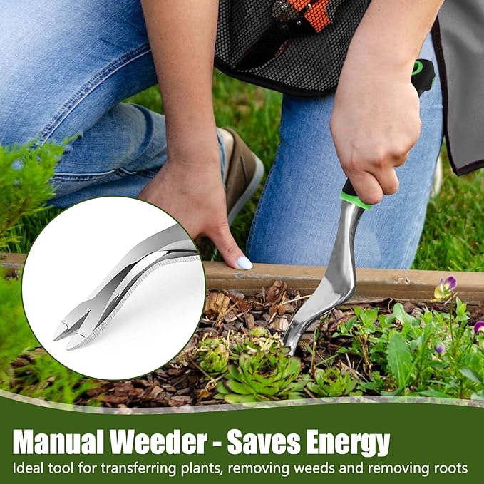 Garden Hand Tools Set,3PCS Aluminum Heavy Duty Gardening Tool Set,Weeding Tools Gardening,Soil Scoop,Hand Rake,Weeder,Non-Slip Rubber Grip, Ideal for transplanting, Weeding, Digging and Planting