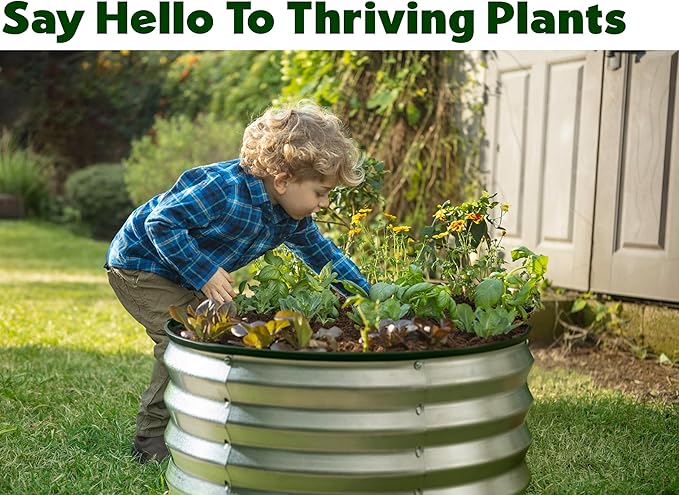 Galvanized Raised Garden Beds Outdoor // 2×2×1 ft Planter Raised Beds for Gardening, Vegetables, Flowers // Large Metal Garden Box (Silver) // Patented Tool-Free Design