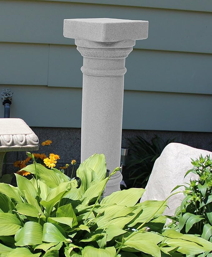 EMSCO Group Greek Column Statue – Natural Granite Appearance – Made of Resin – Lightweight – 28” Height