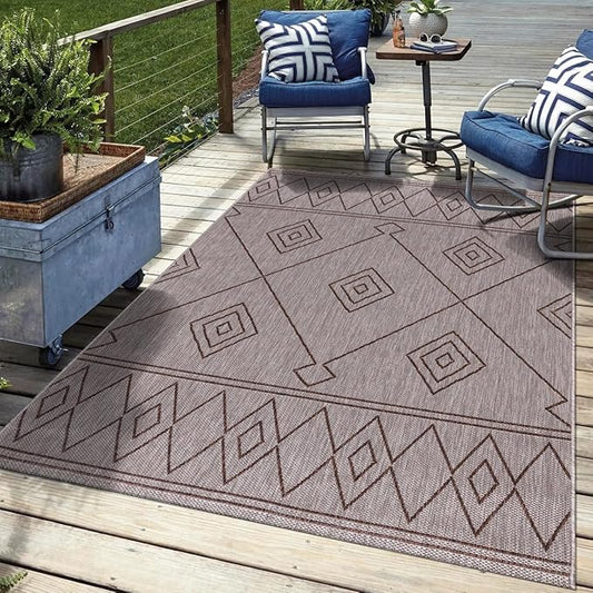 Keen Home Design Terrace Outdoor Area Rug - 6x9 Washable Indoor/Outdoor Rug for Patio, Kitchen, Balcony, Beach, Garden, Deck and Porch, Size: 6'x8'10"