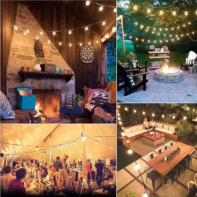 GOOTHY 50Ft LED String Lights, G40 LED Outdoor String Lights with 22 Shatterproof Globe LED Bulbs (2 Spare), Indoor/Outdoor Decoration String Lights for Patio Garden Bistro Backyard -White Wire
