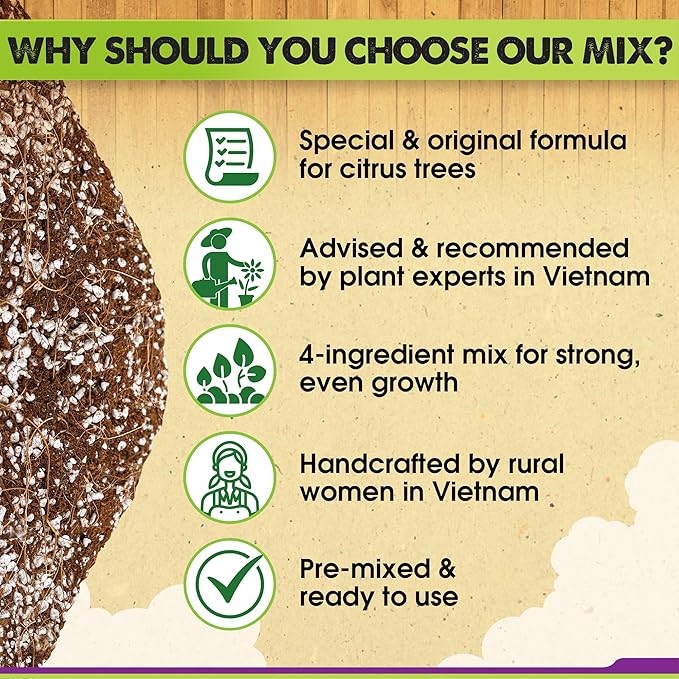 DUSPRO Recycle Citrus Tree Potting Soil Mix for Potted Lemon Tree, Specialized for Oranges, Fruit Tree Indoor Planting Pre-Mixed 4-in-1 Ready to Use (6 Quarts)