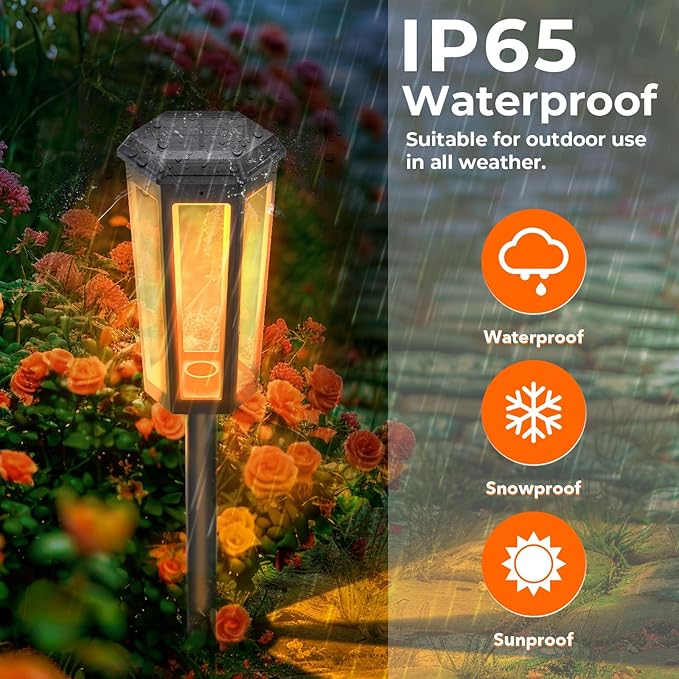 Solar Garden Decor Light, 2Pack Colorful Solar Outdoor Lights, Color Changing Solar Pathway Lights Outside Waterproof, Warm White Solar Walkway Lights for Landscape Path Yard Patio Driveway